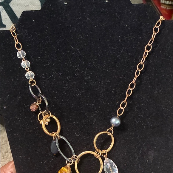 Chico's Gold and Black Necklace with Crystal Accents - Picture 5 of 5
